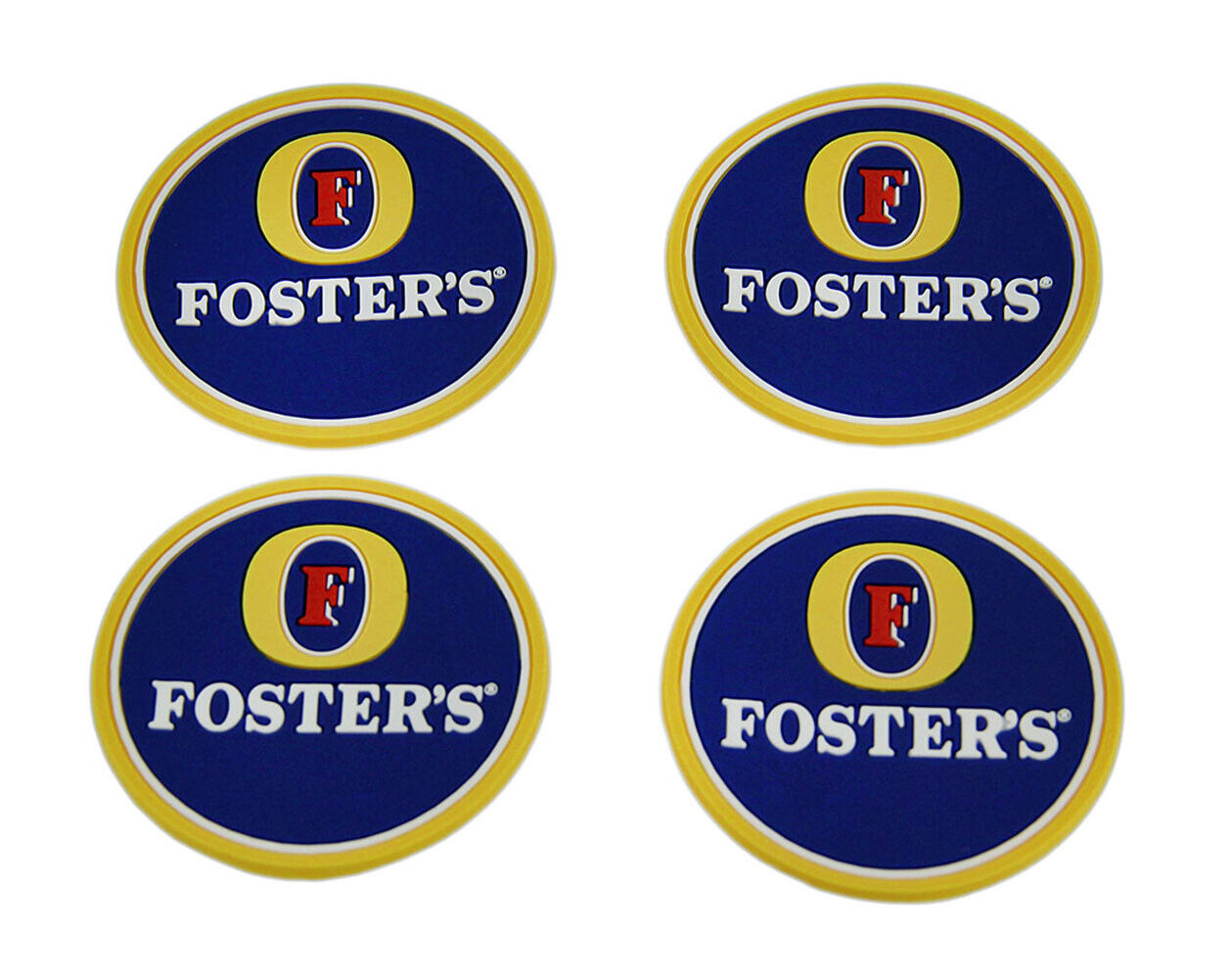 Zeckos Set of 4 Fosters Lager Rubber Coasters Mini Beverage Mats
