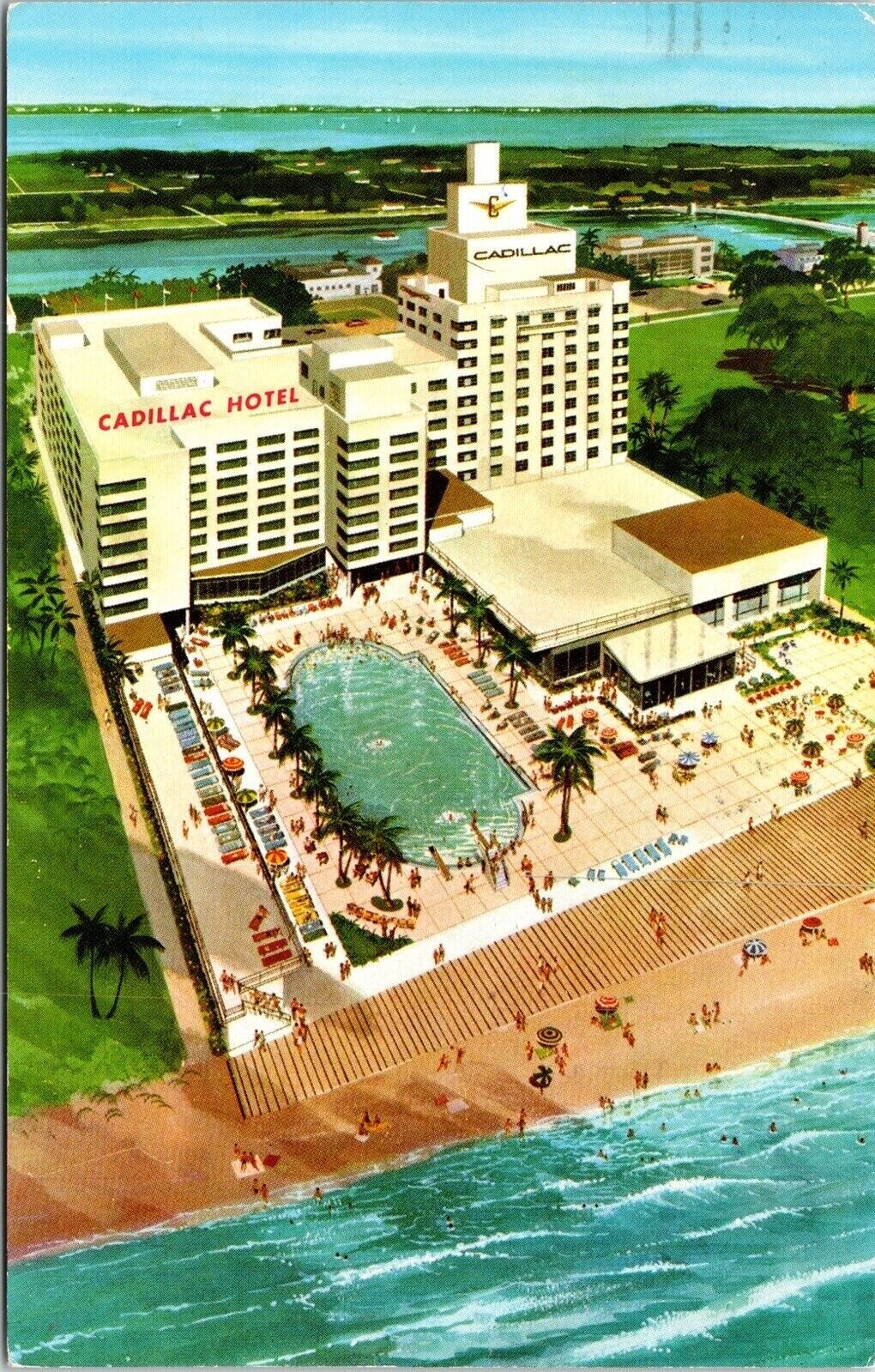 Cadillac Hotel Miami Beach Florida Fl Pm Liberty Swimming Pool 40Th St Postcard