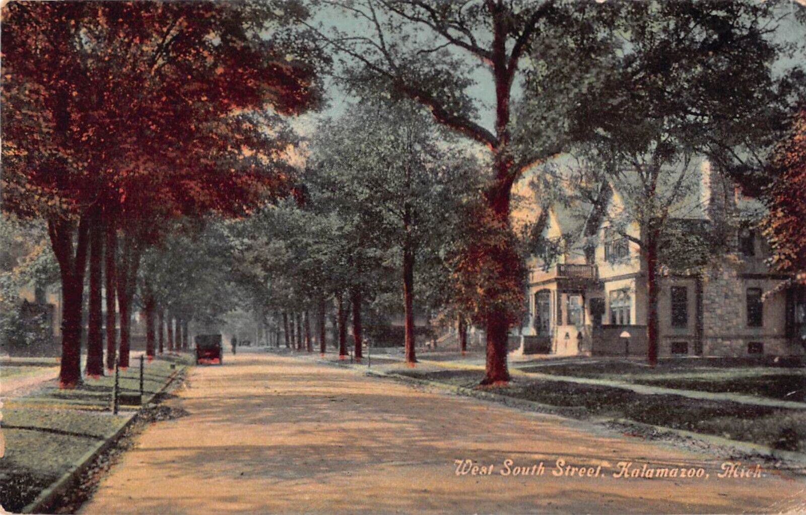 1911 Postcard of Lovely Residences on West South Street, Kalamzoo, Michigan