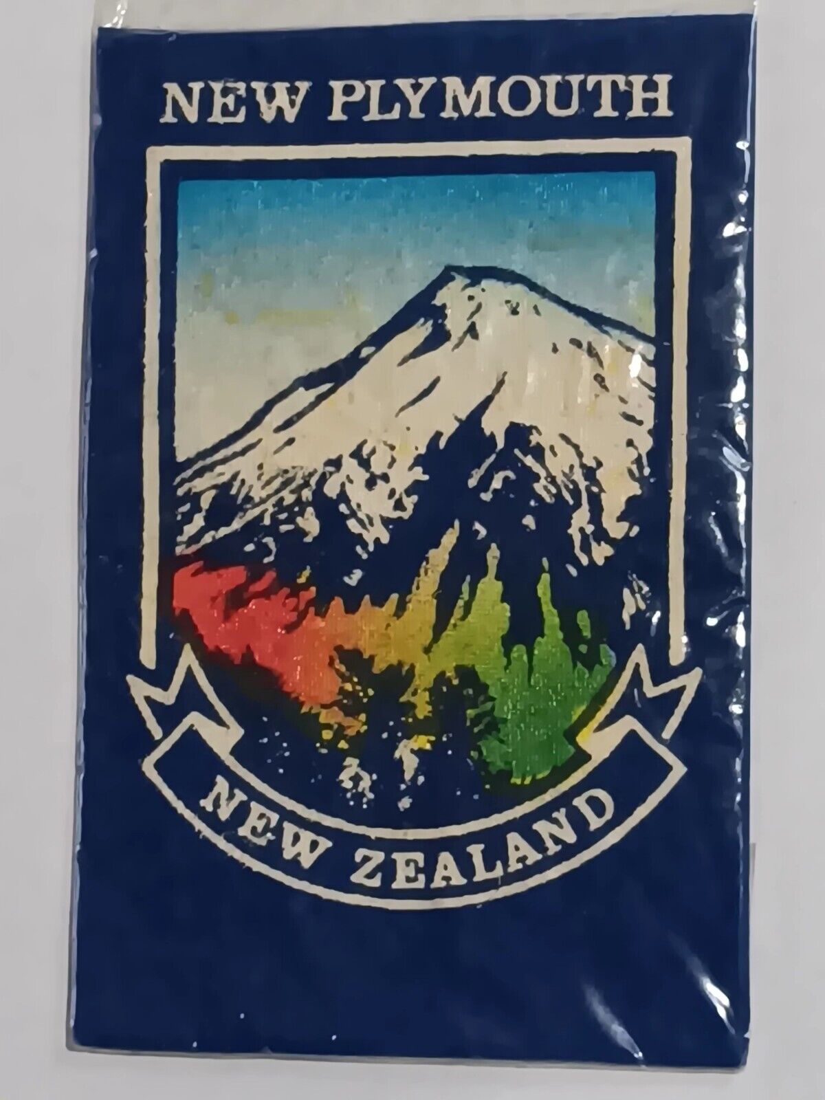 New Plymouth, New Zealand Vintage Printed Felt Square Patch Travel Souvenir New 