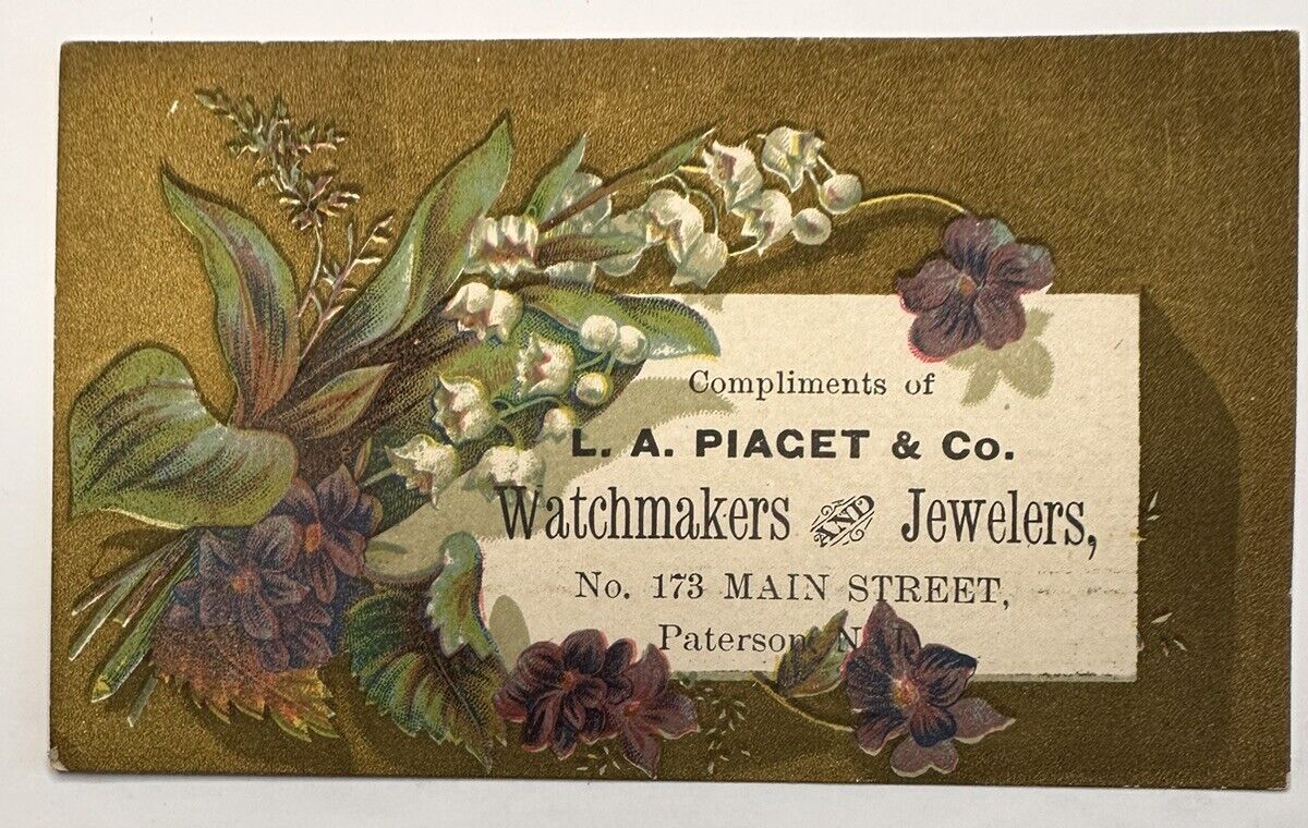Victorian Jewelers Trade Card LA PIAGET WATCHMAKER PATERSON NJ  B64-2