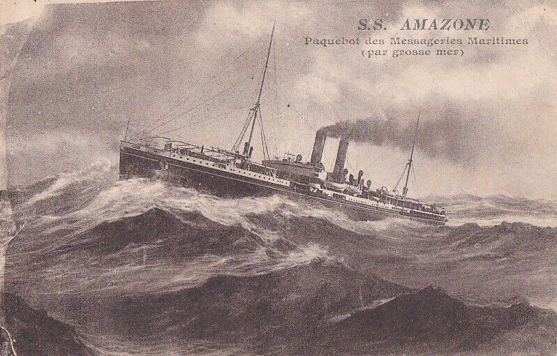 CPA 13 Marine LA CIOTAT Postal Ship named LAOS then S/S AMAZONE 1896-1932