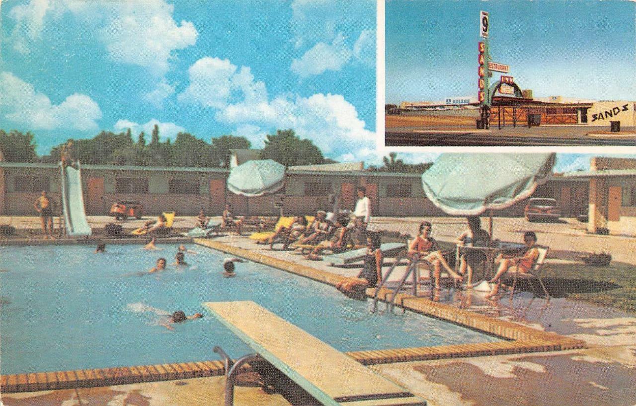 JOPLIN, MO Missouri  SANDS INN MOTEL  Pool~Swimmers~Slide  ROADSIDE  Postcard
