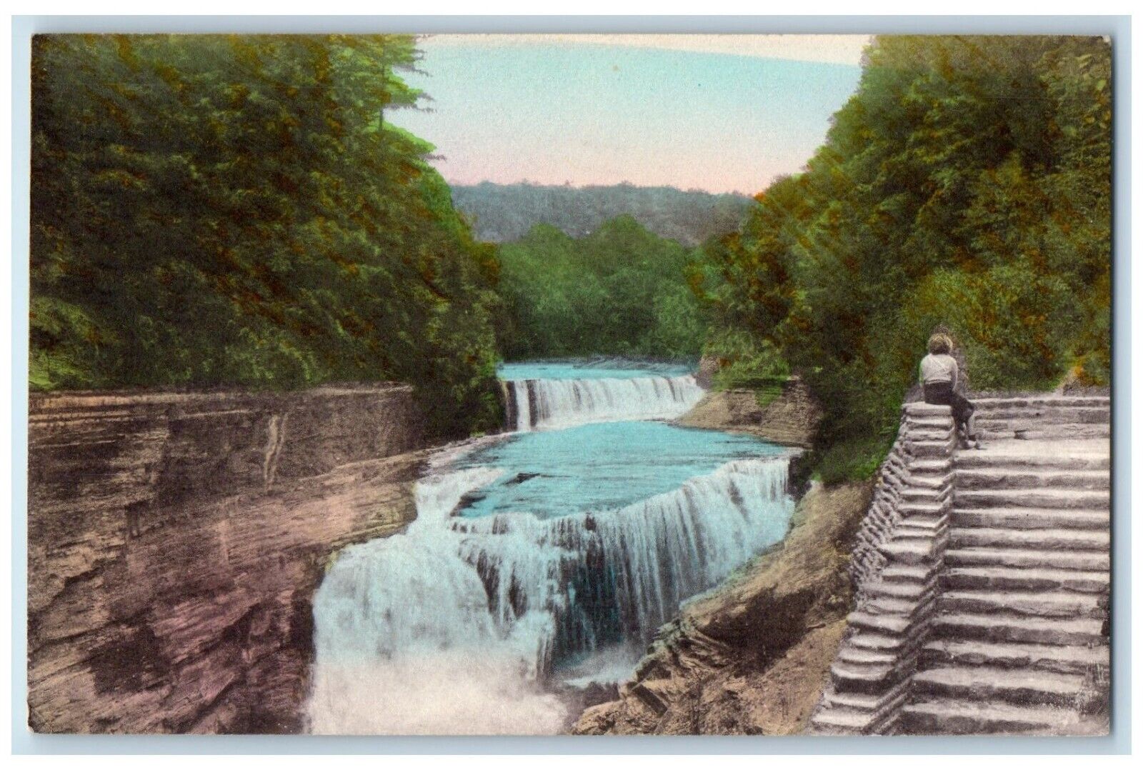 c1940 No 50 Lower Falls  Genesee River Letchworth State Park New York Postcard