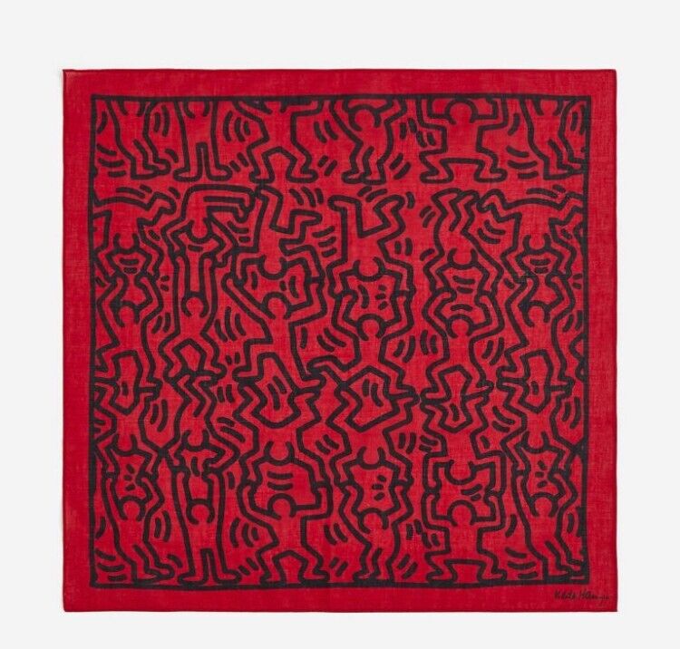 Collectable New H&M x Keith Haring Limited run Unusual Cotton Scarf Neck Tie