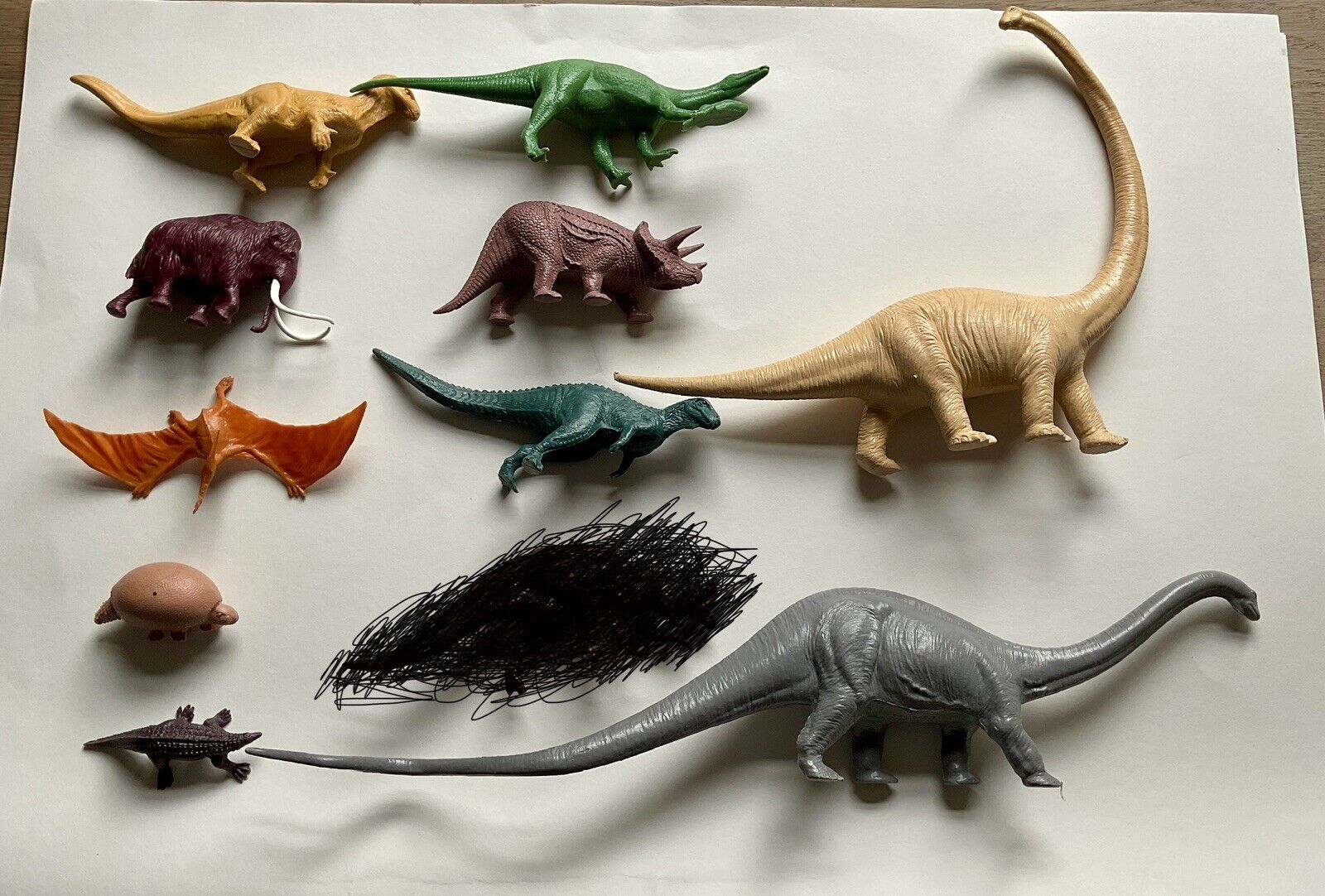 Group Of Ten Vintage  Plastic Dinosaur Natural History Museum