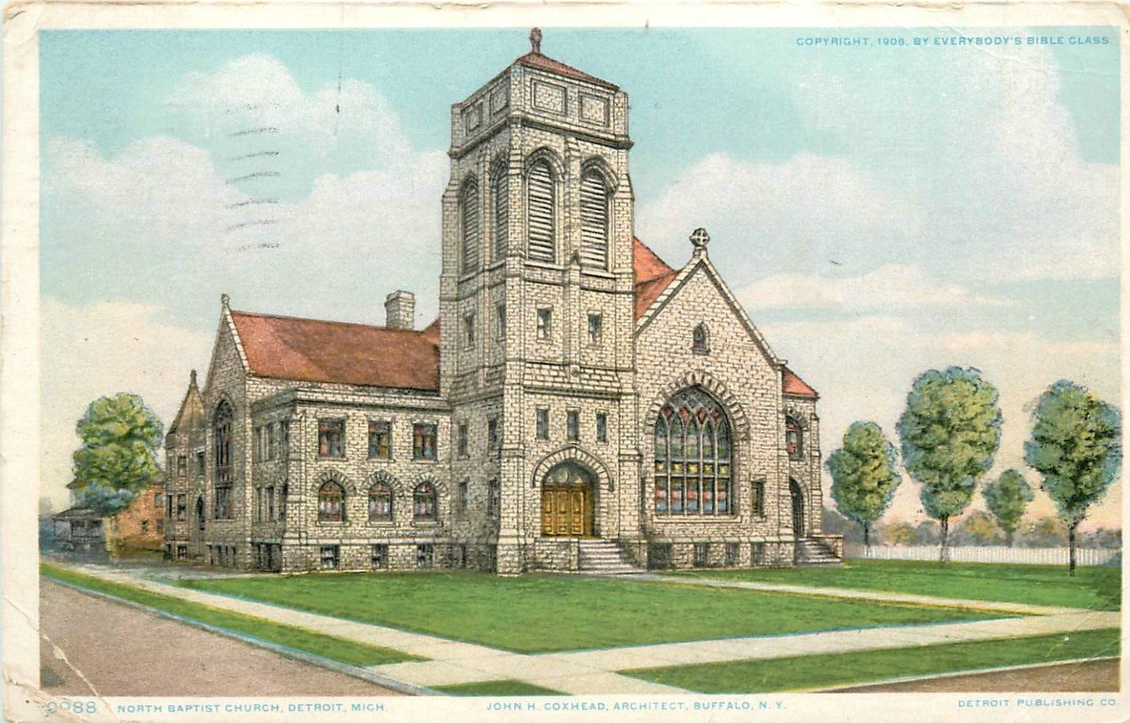 1912 North Baptist Church, Detroit, Michigan Postcard