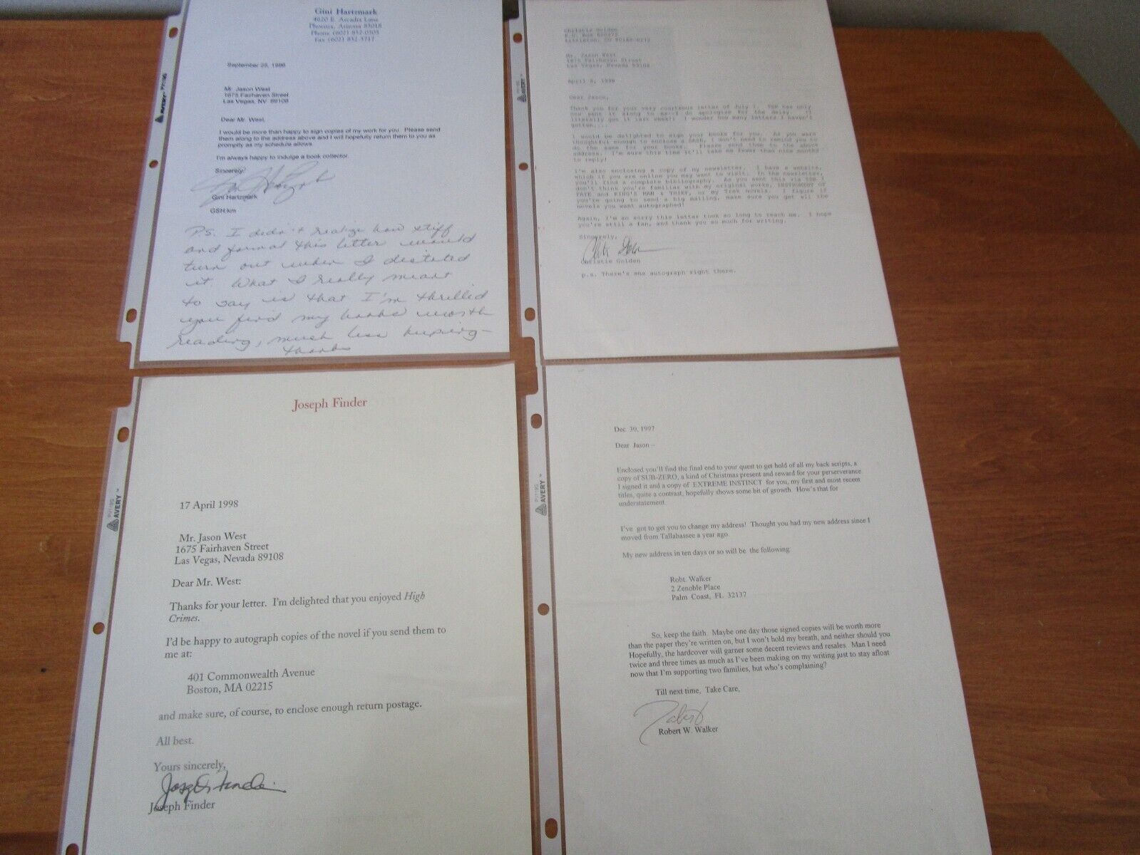 Collection Of Signed Letters From Authors