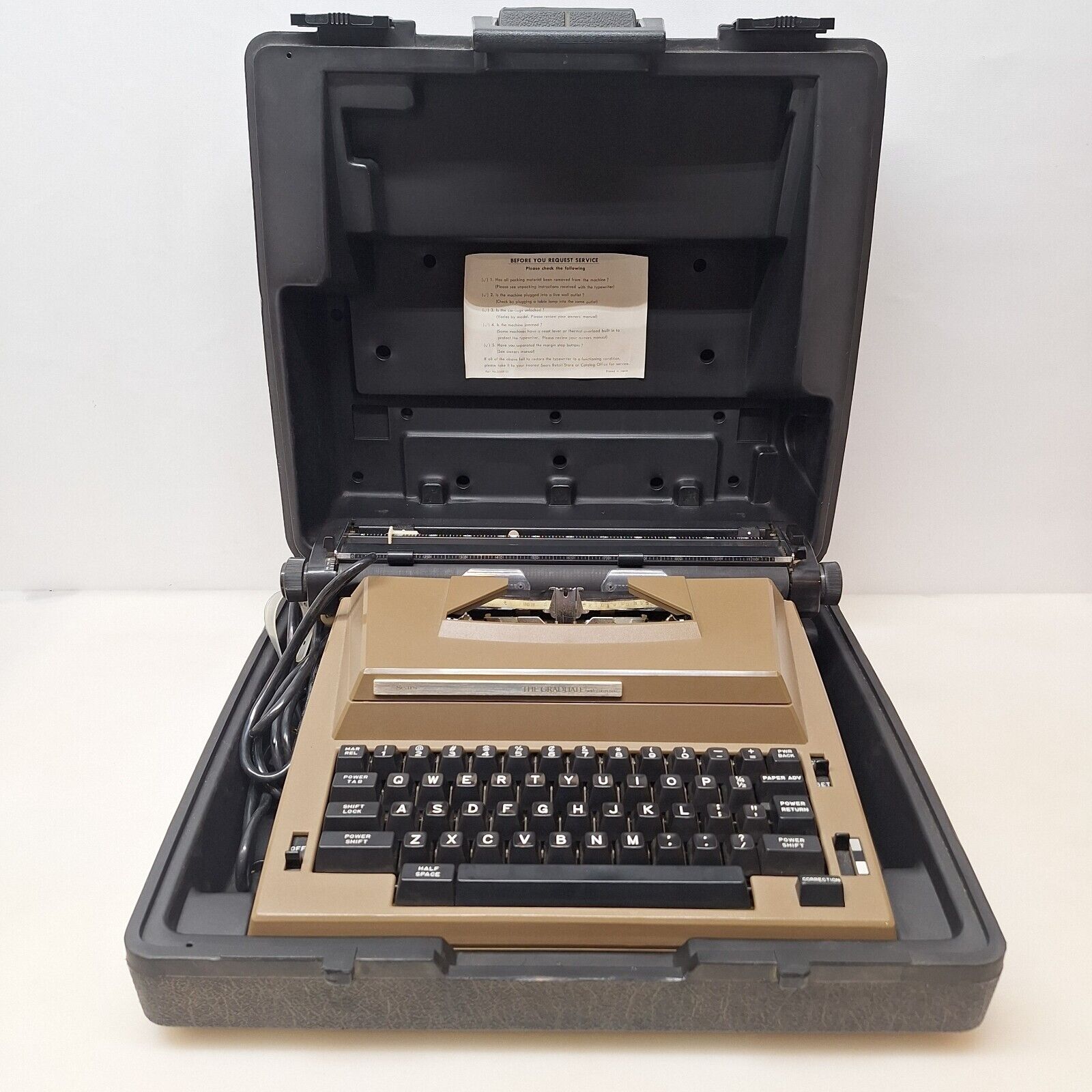 Vintage Sears The Graduate Electric Typewriter Model 161 w/ Hard Case FOR PARTS
