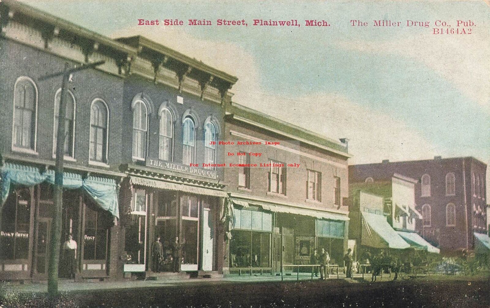 MI, Plainwell, Michigan, Main Street, East Side, Stores, 1908 PM, Zim Pub