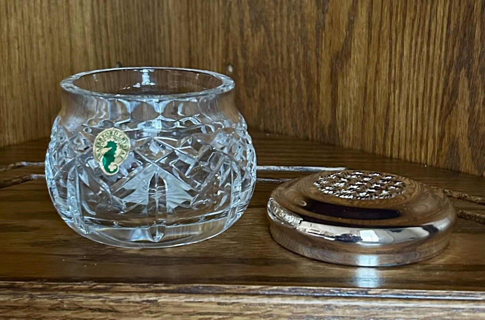 NEW RARE Waterford Crystal Vintage Glenmede Vanity Bowl With Silver Lid
