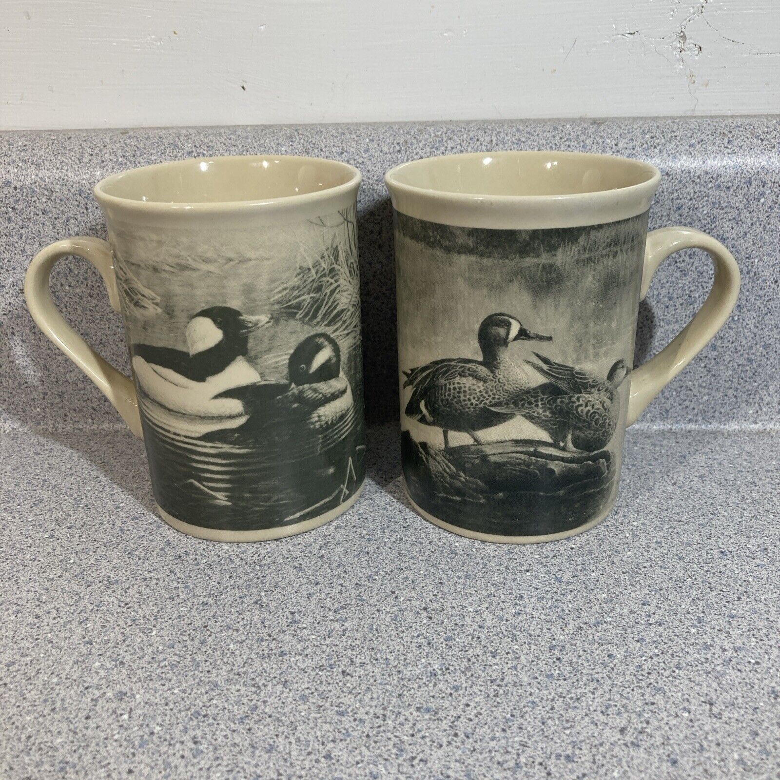 Vtg Ducks Duck Hunting Coffee Tea Mug Set of 2 Bufflehead Teal Set Of 2 Field