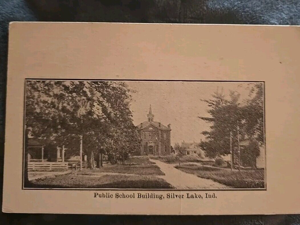 Silver Lake Indiana Postcard c1910 Public School Building  Rare Find