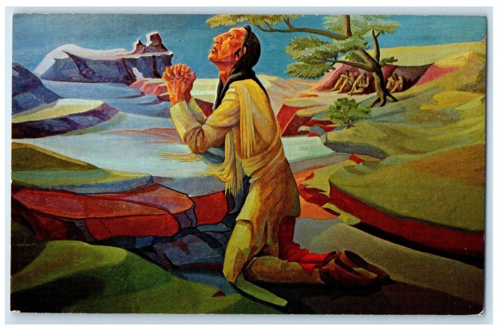 1957 Indian Christ Gethsemane Walter Richard Dick Muskogee Oklahoma OK Postcard