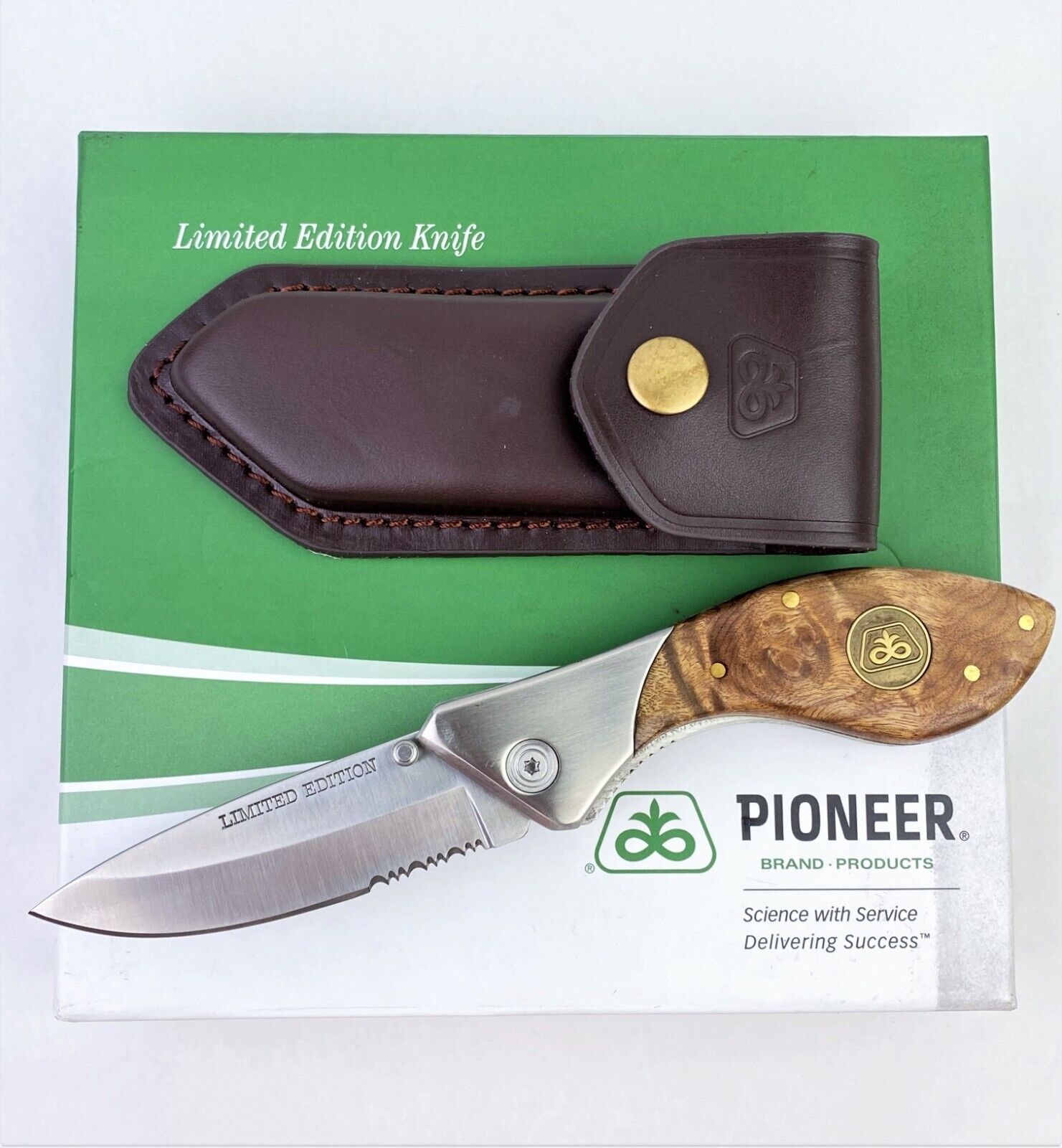 Pioneer Brand - Limited Edition Wood Handle Pocket Folding Knife & Case
