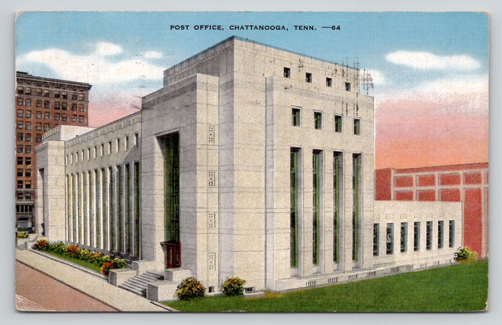 Postcard United States Post Office Chattanooga Tennessee 1944 Cancel Linen
