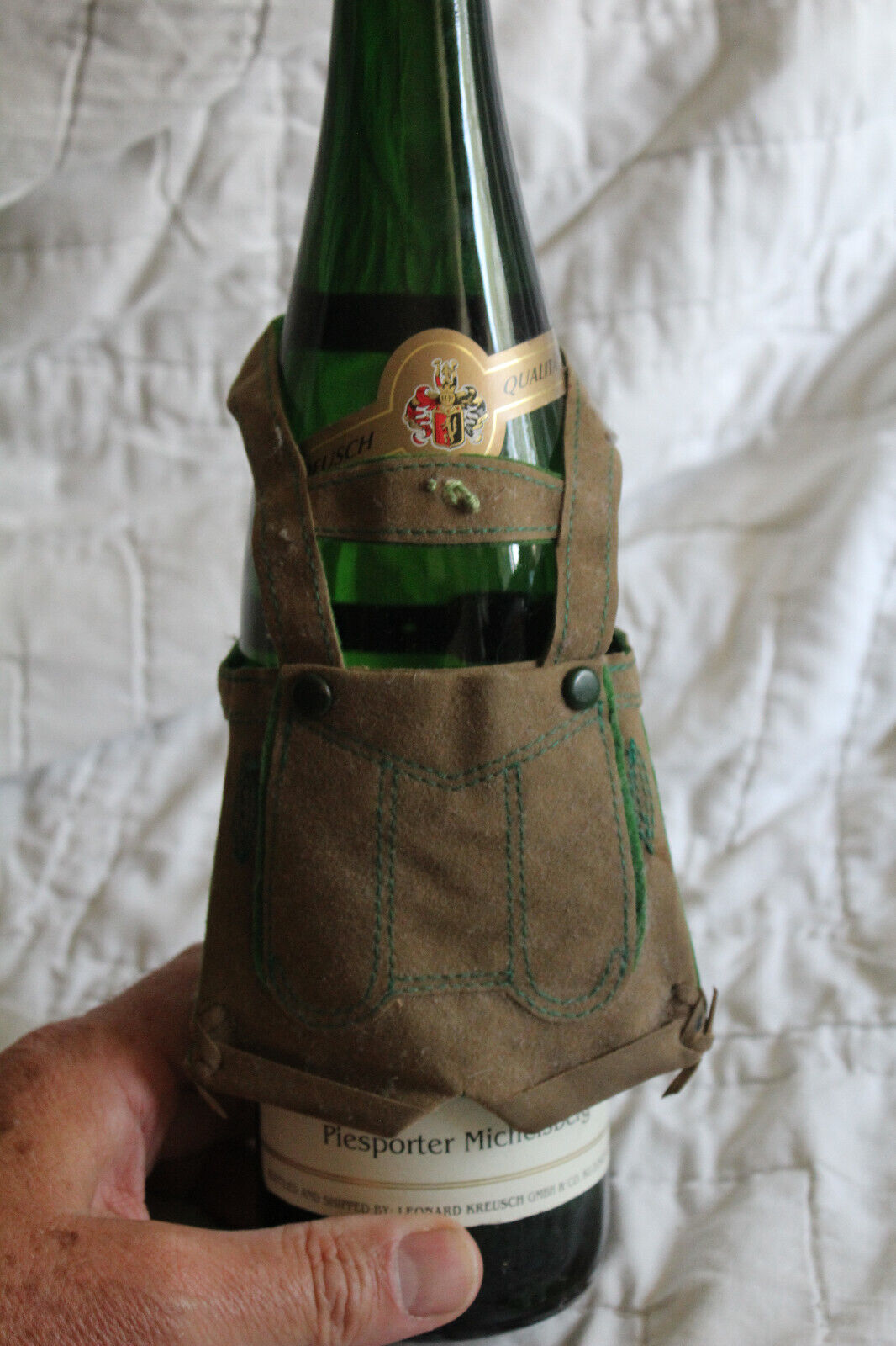 Vintage German Lederhosen Wine Beer Bottle Leather- Excellent condition