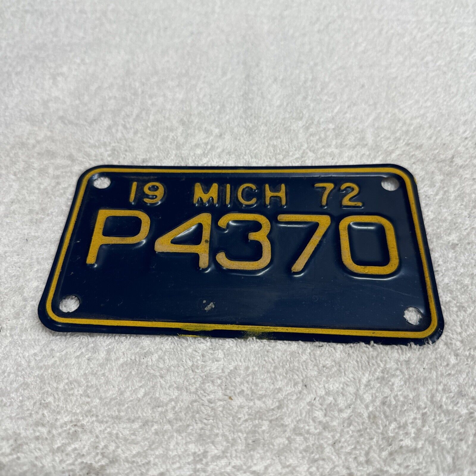 1972 Michigan Motorcycle License Plate P 4370