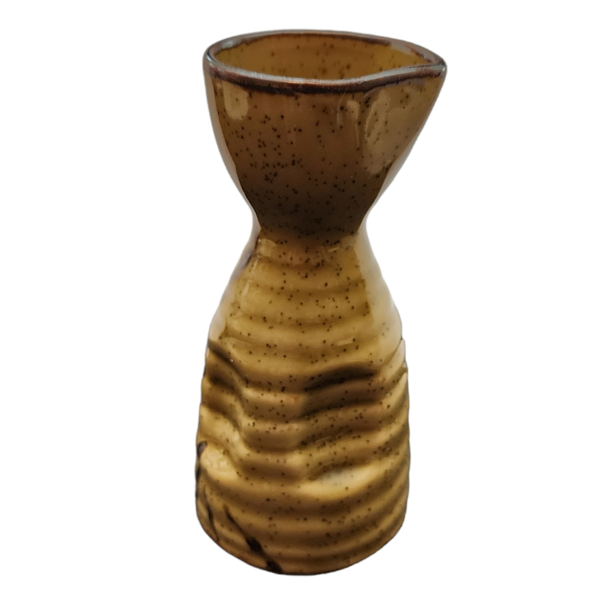 Vintage Japanese Sake Bottle 4.5”T 2”W Brown Ceramic Hand Thrown Bud Vase