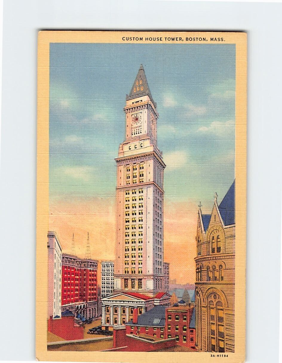 Postcard Custom House Tower Boston Massachusetts USA