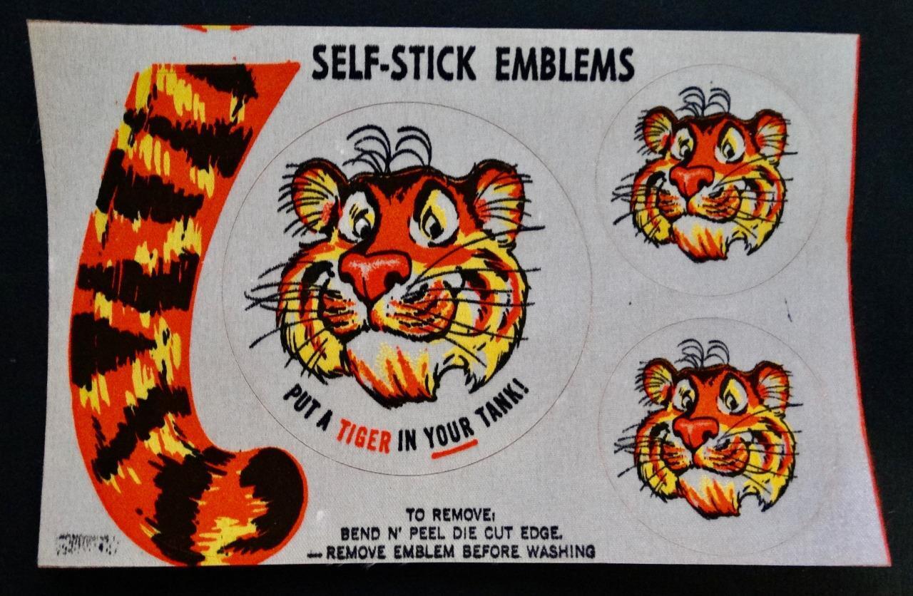 Vintage Original Esso Exxon Put A Tiger in Your Tank Tail Fabric Emblem Stickers