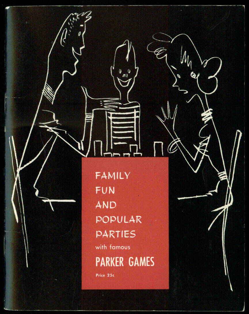 Parker Games Family Fun & Popular Parties booklet 1962 Star Reporter Risk ++