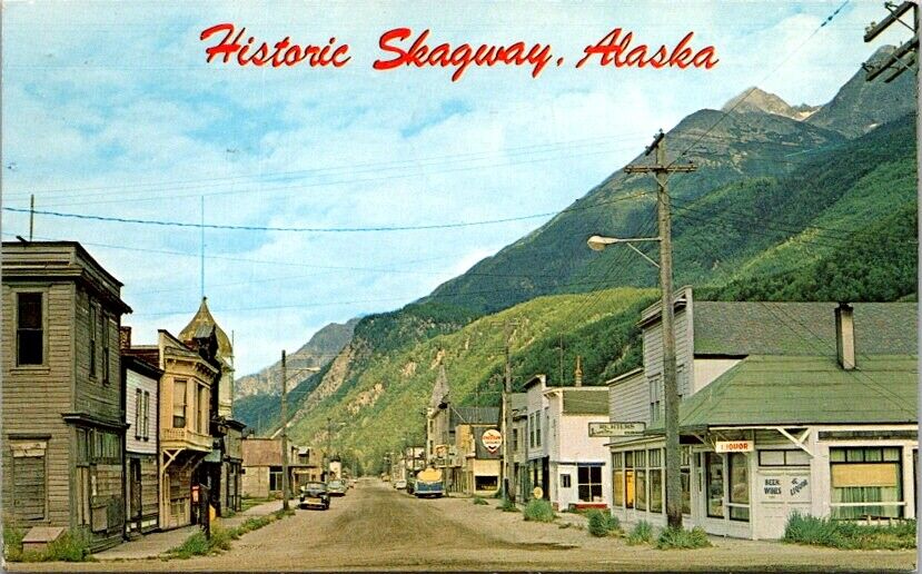 Postcard Historic Skagway on White Pass Yukon Railroad Alaska AK 1963       N446