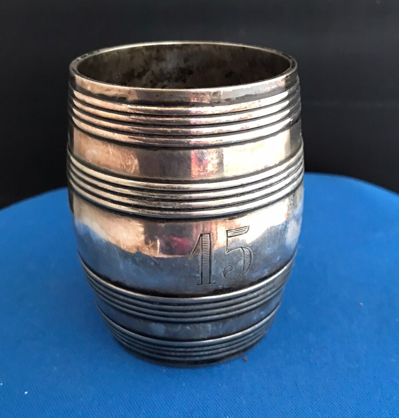 Barrel Shaped Silver Plated Spirit Measure by Wiskemann (late 18th/early 19th)