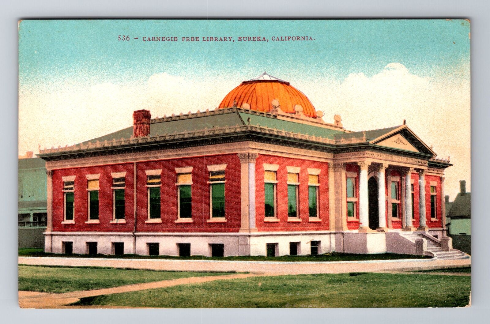 Eureka CA-California, Carnegie Free Library, Antique Vintage Souvenir Postcard