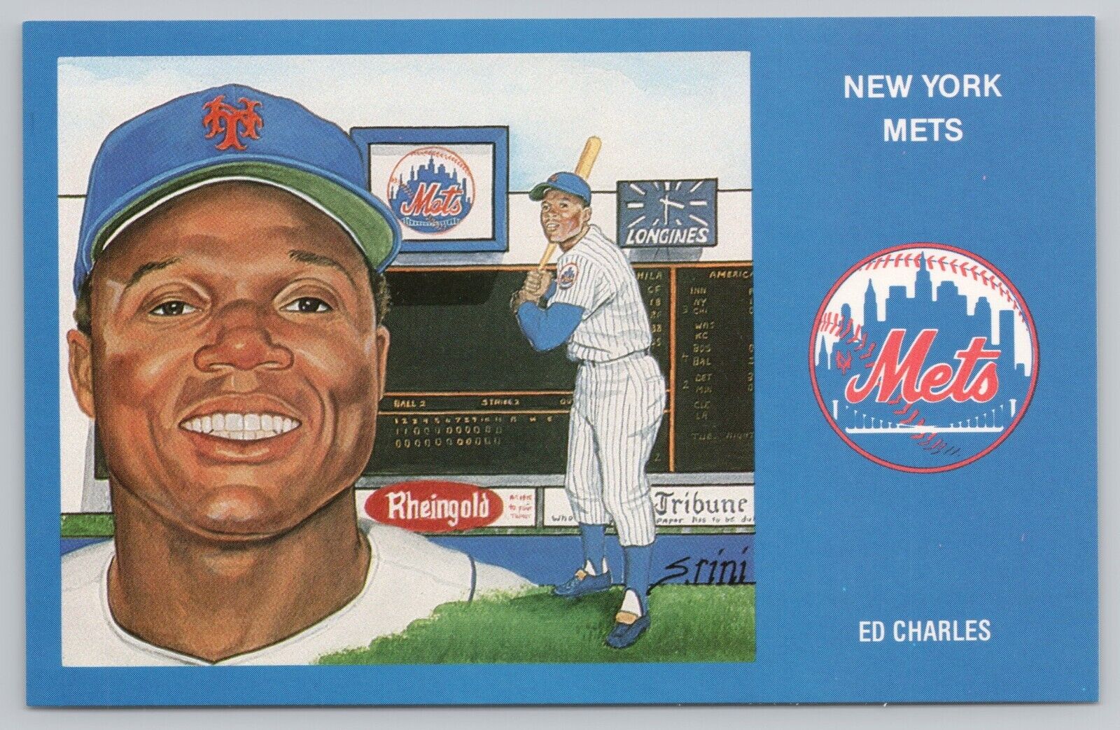 Postcard Ed Charles New York Mets 1969 Limited Issue #5