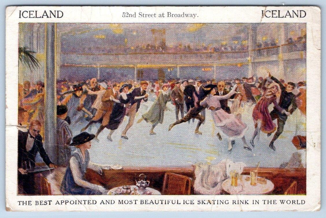 1910 ERA ICELAND*THE MOST BEAUTIFUL ICE SKATING RINK IN THE WORLD*NYC*CREASED