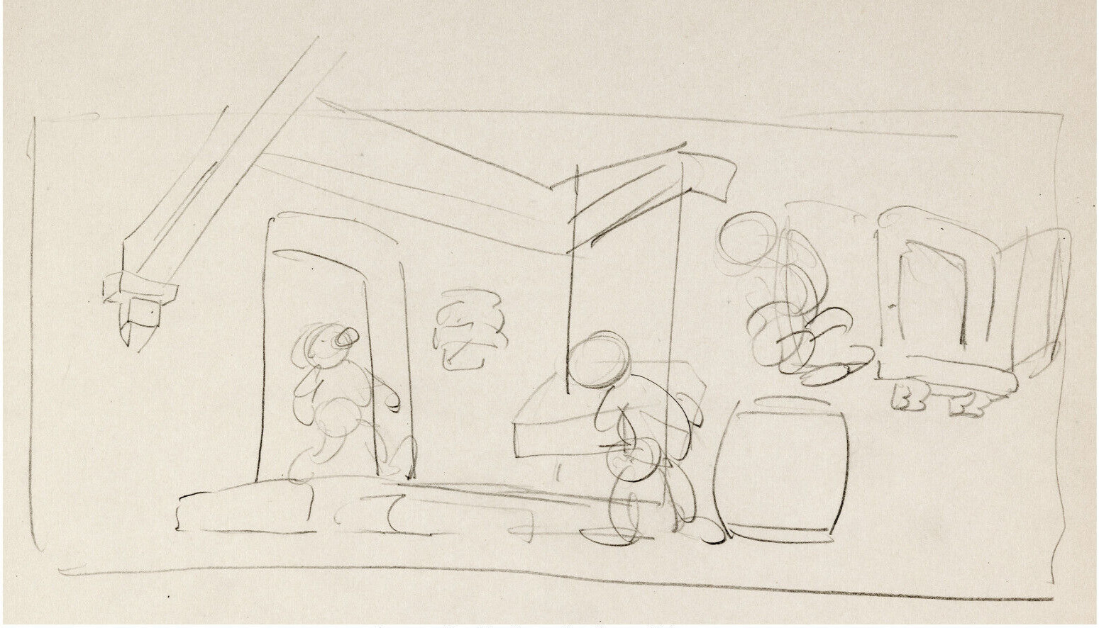 RARE Disney SNOW WHITE 1937 Original Production LAYOUT Drawing Bill Tytla # 2