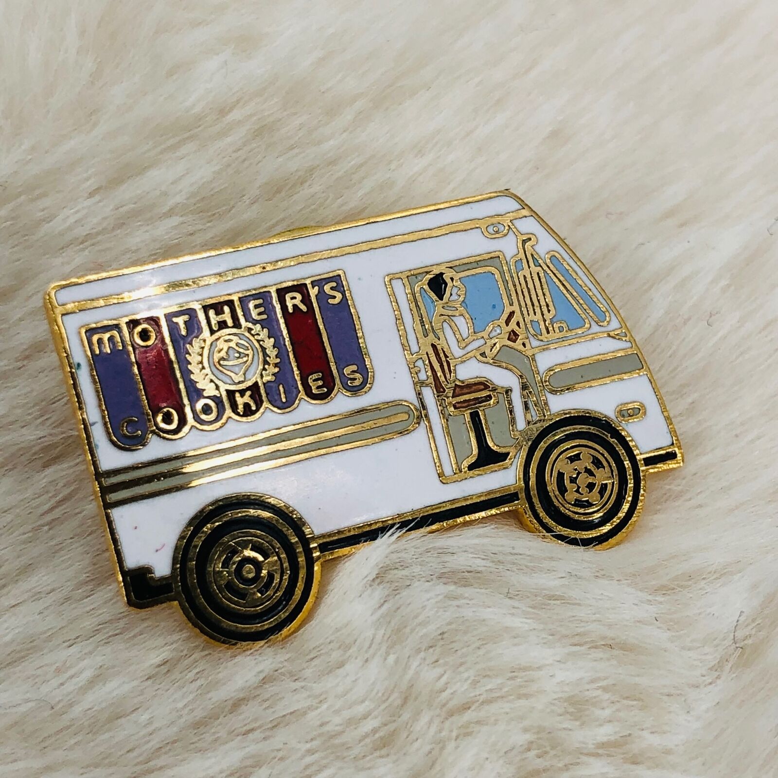 Vtg Mothers Cookies Delivery Truck Advertising Enamel Lapel Pin