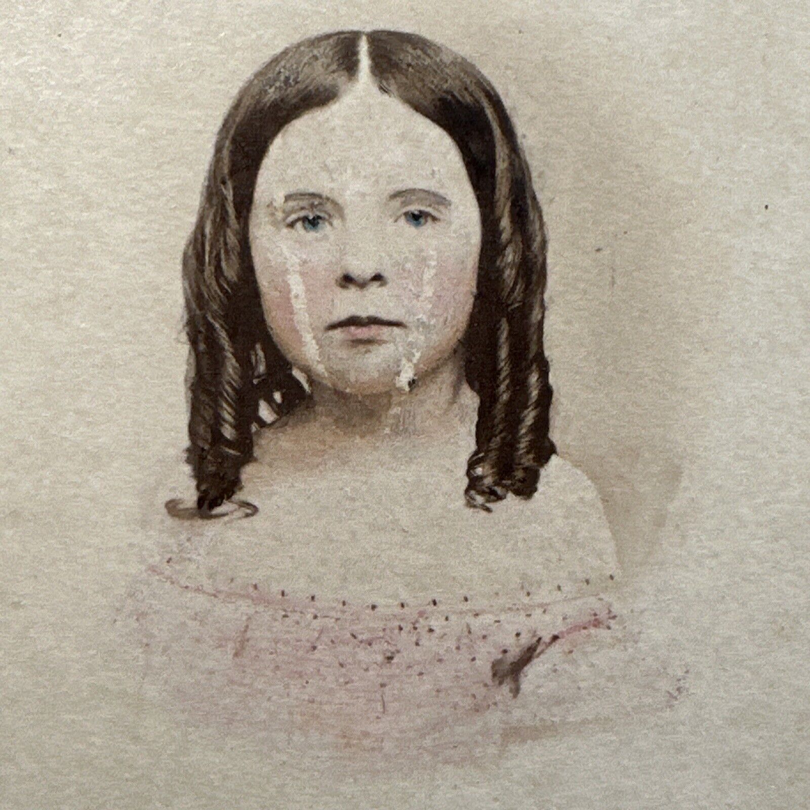 Incredible hand tinted Portrait CDV Photo Carte de Visite c 1860 Providence, RI