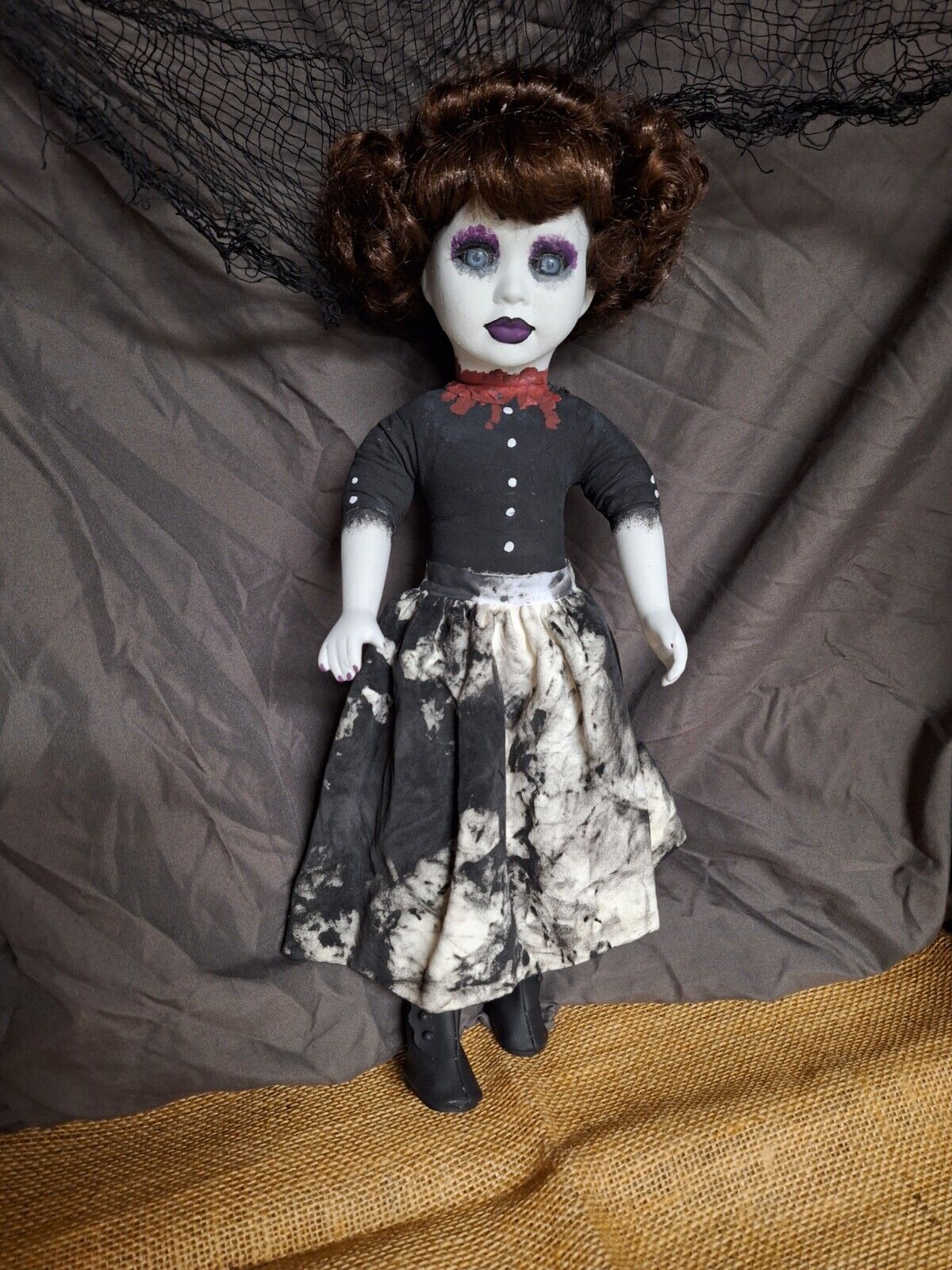 OOAK Gothic Doll, Handmade, 14 In Tall, Halloween Prop