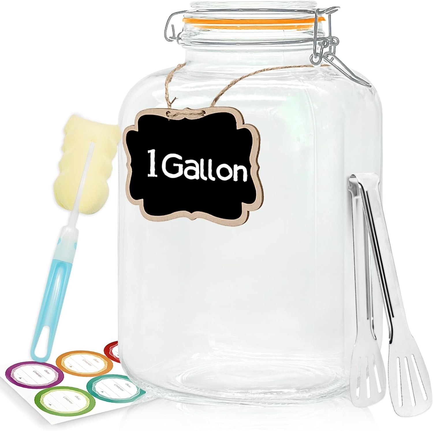 5 Pack 128Oz Glass Jars with Airtight Lids,1 Gallon Large Wide Mouth Glass Mason