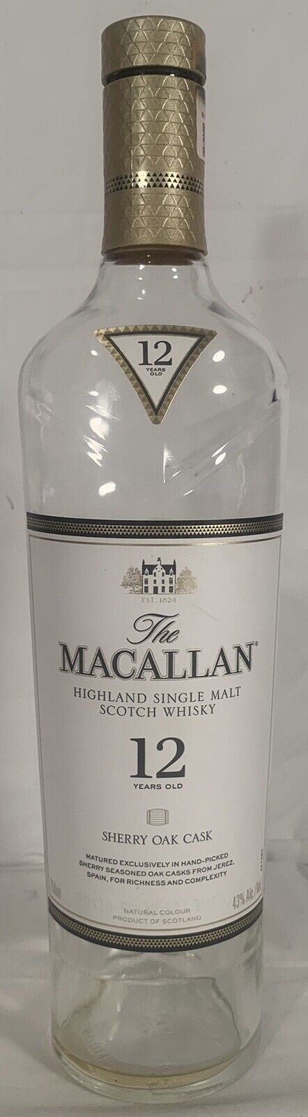 Macallan 12 Year SHERRY OAK CASK Highland Single Malt Scotch Whisky EMPTY bottle