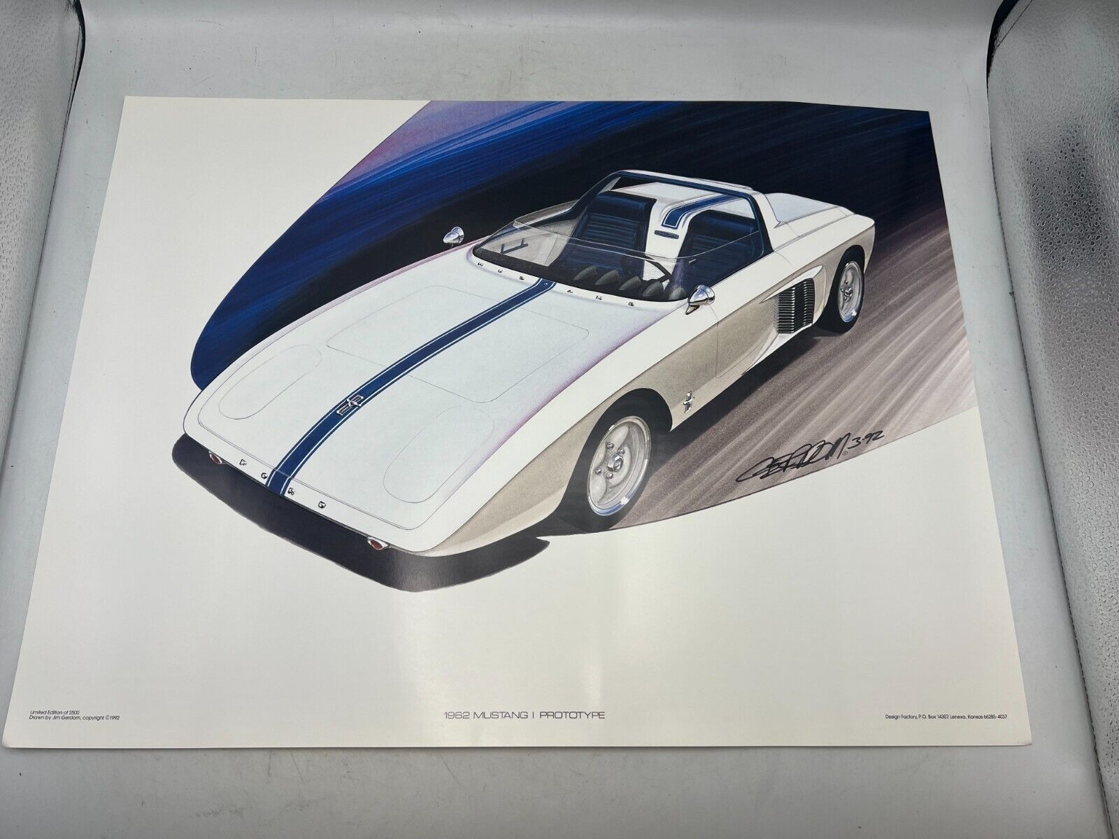 1962 Mustang I Prototype Poster Print 24 x 18 Limited Edit 1/2500 Jim Gerdom