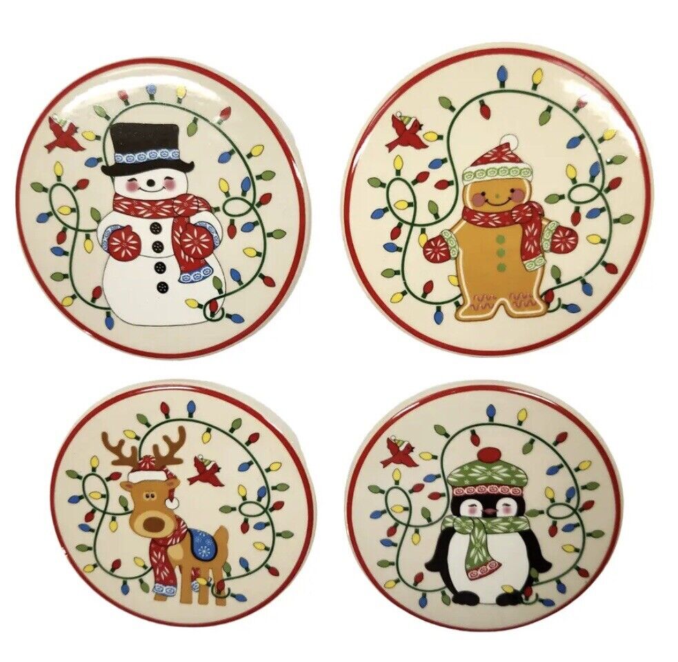 Temptations Holiday Set of 4 Christmas Ceramic Coasters NIB