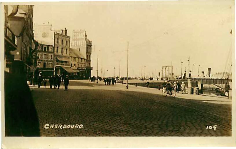 Real Photo Postcard Street Scene in Cherbourg, France