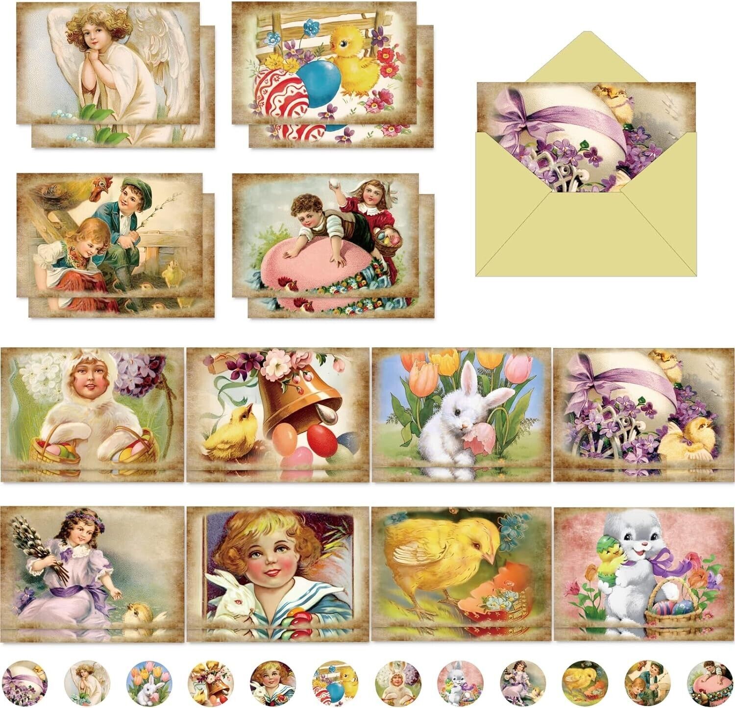 24 Pcs Vintage Valentine\'S Day Cards with Envelopes +Stickers Greeting Cards