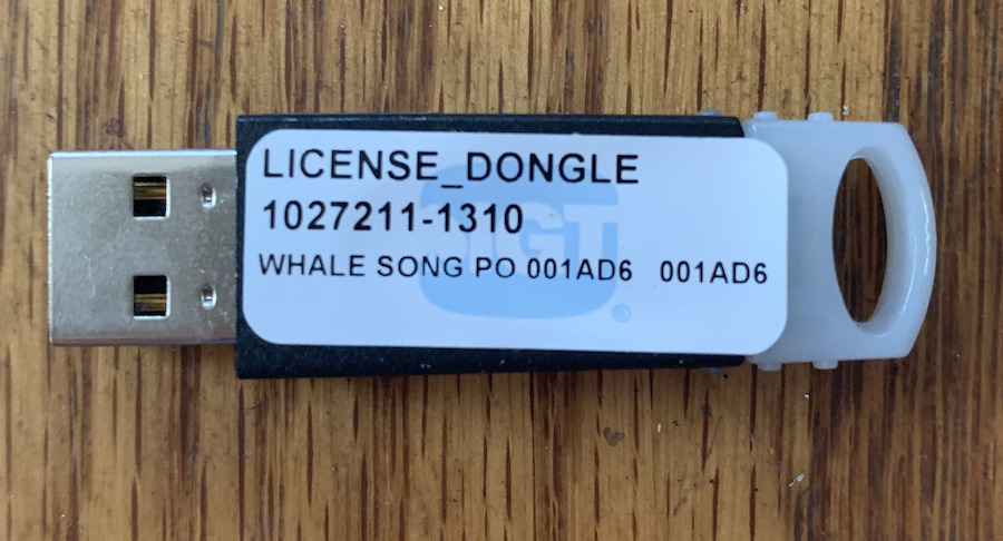 1 IGT LICENSE DONGLE ONLY WHALE SONG PO 001AD6 FAMILY 14 AVP G20 G23