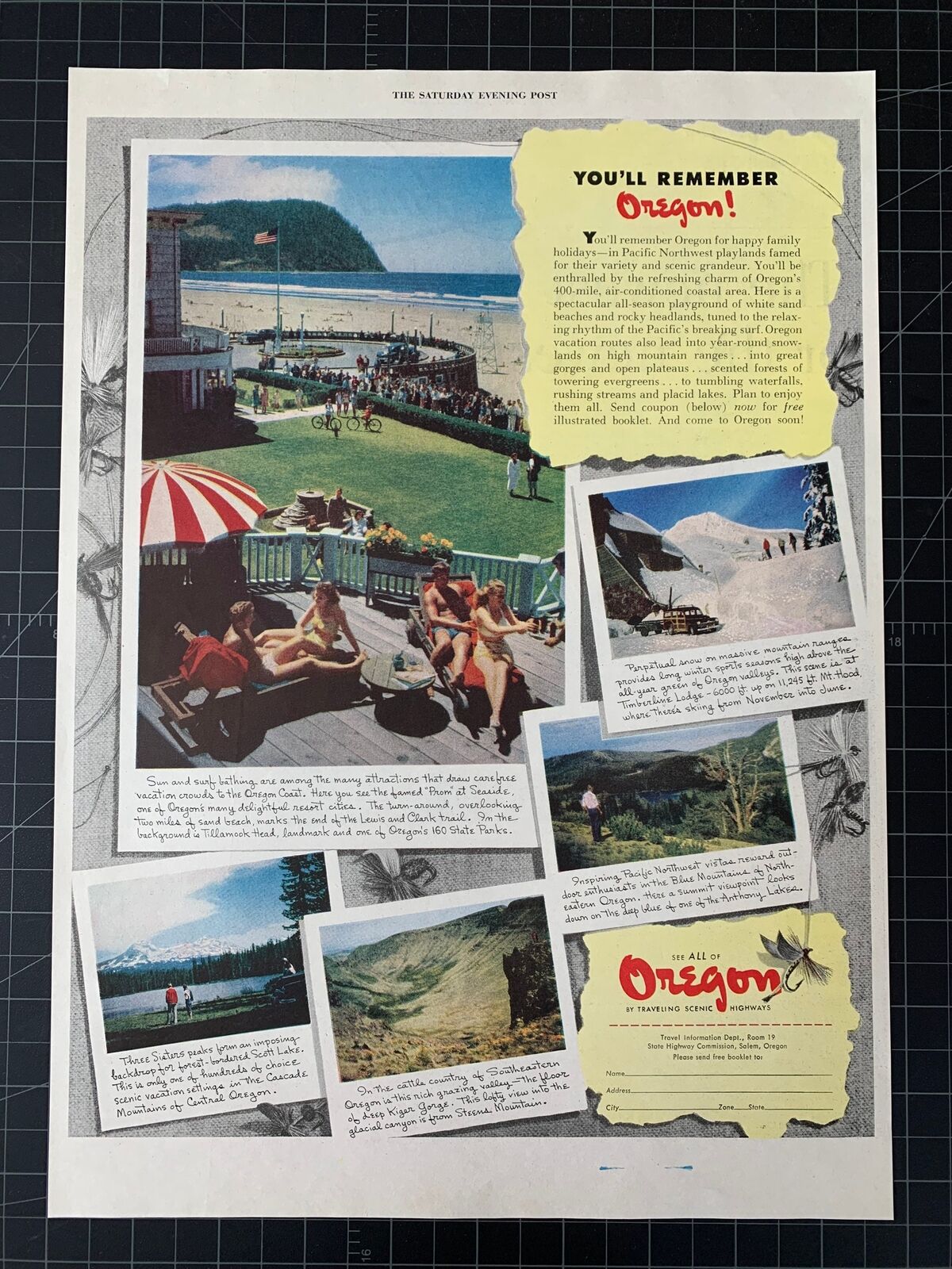 Vintage 1949 Oregon Travel Print Ad