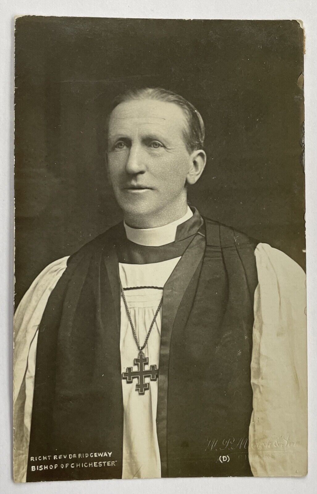 Right Rev. Dr. Ridgeway. Bishop Of Chichester. Real Photo Postcard.