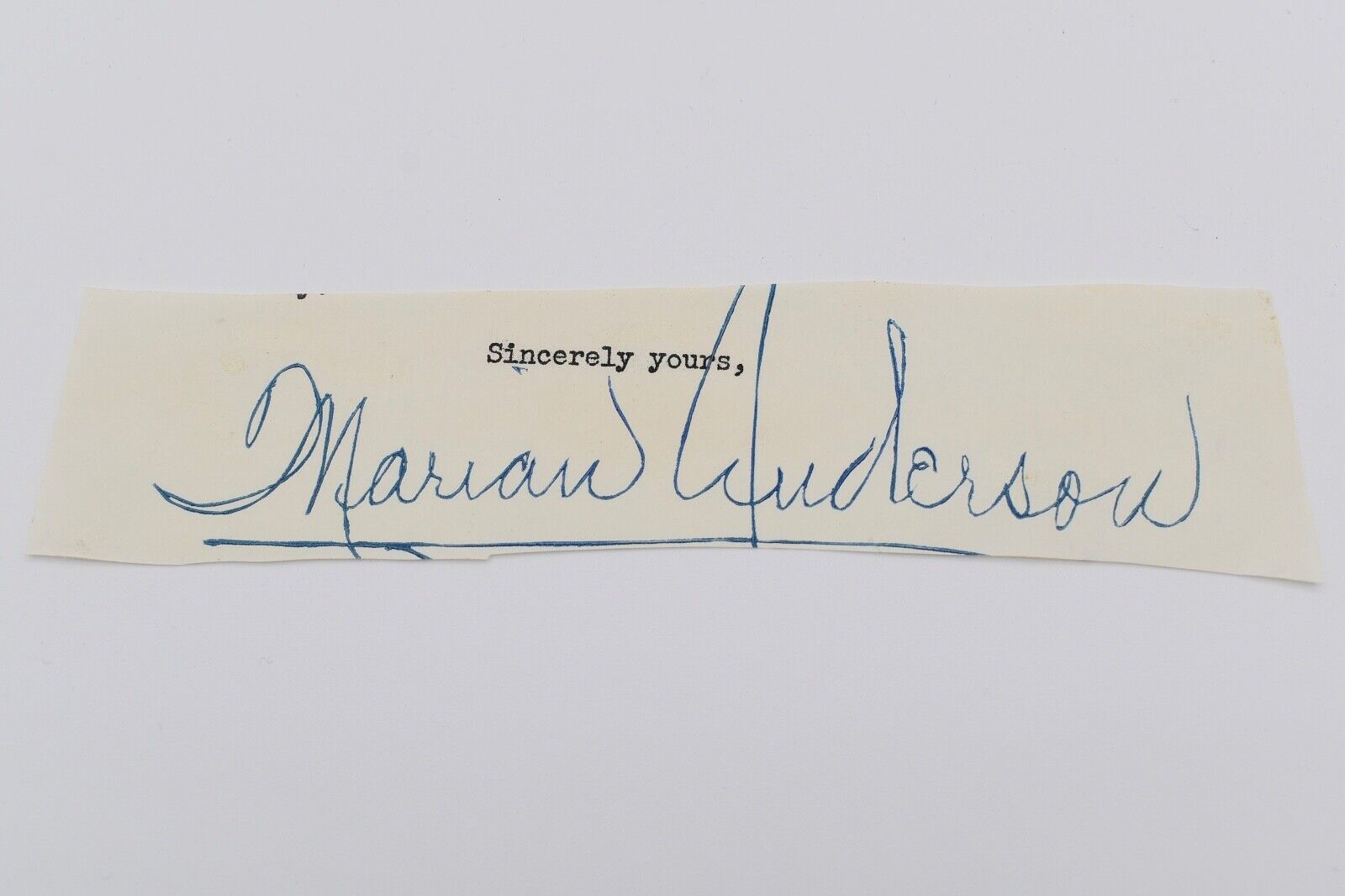 Marian Anderson Autograph Signature Clipping, American Opera Singer