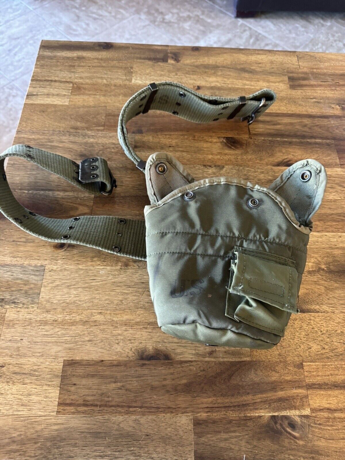 US ARMY WATER CANTEEN COVER LC-2 Pouch S&S Garment MFG. And Web Belt Old Clips