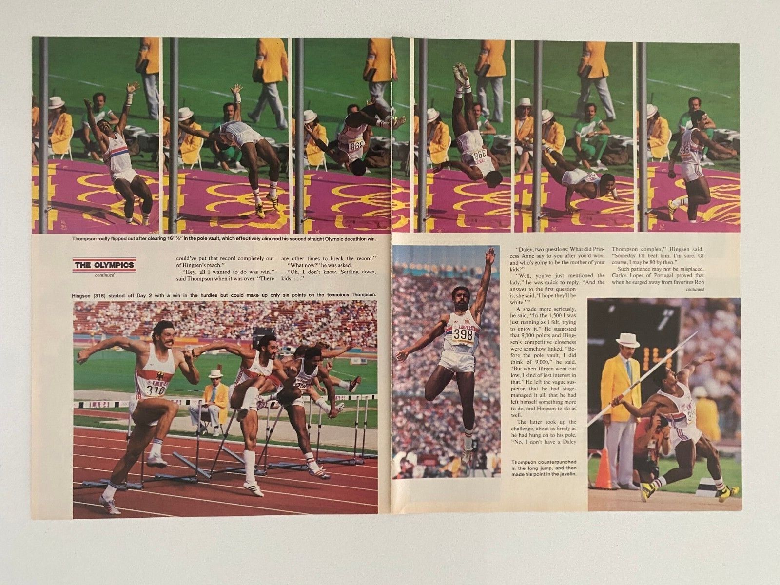 Daley Thompson Olympic Decathlon Gold Medalist Vintage 1984 Magazine Photo