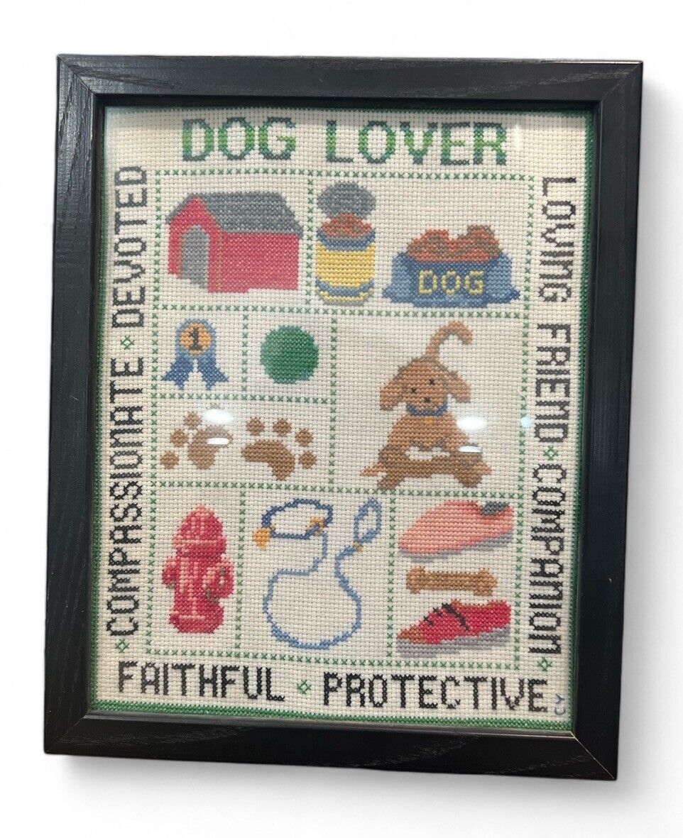 Framed Dog Lover Framed Crosstitch Multicolored Dog  Designs And Descriptions