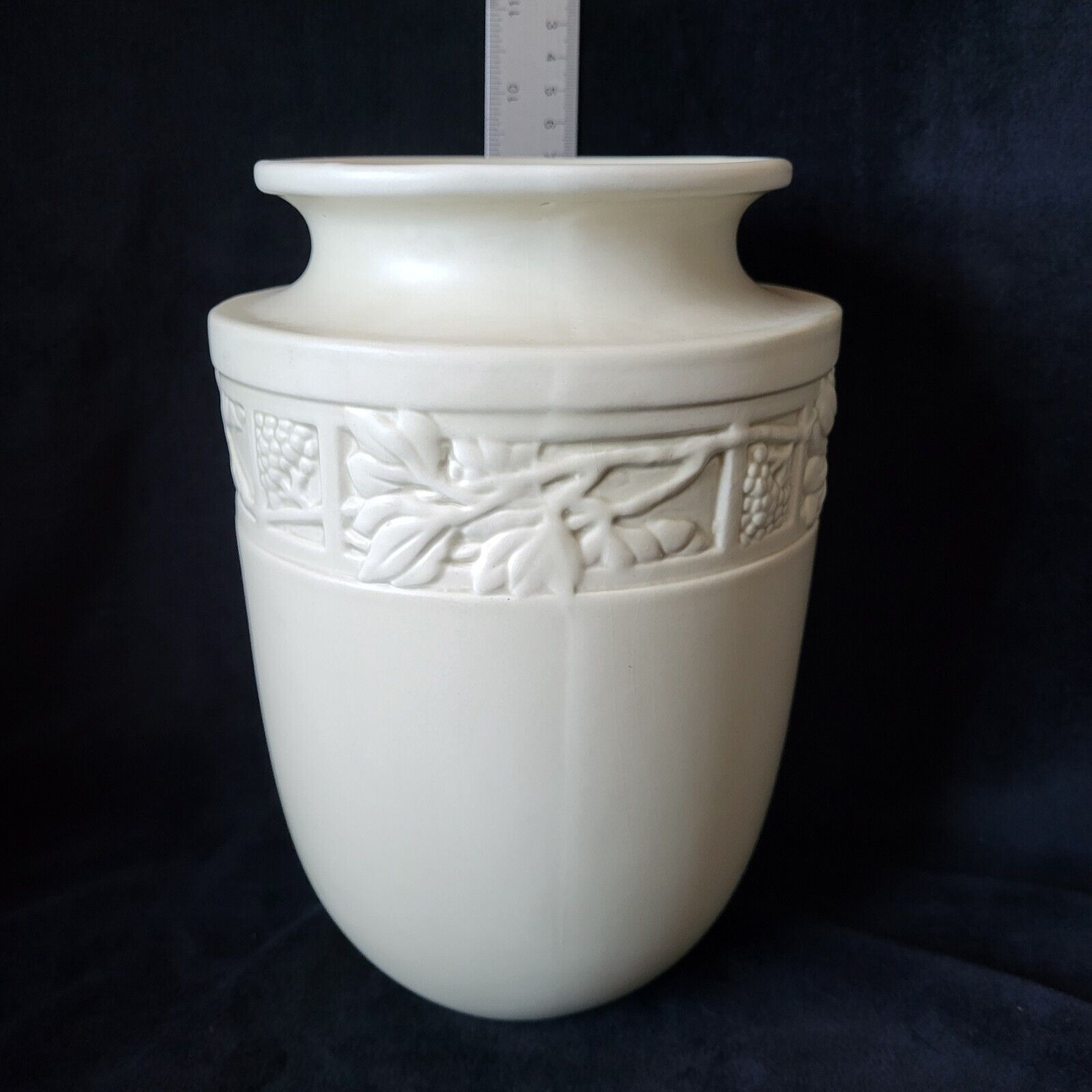 Vintage Napco Cream Colored Ceramic Vase w/Berries  & Vines 10\' Tall