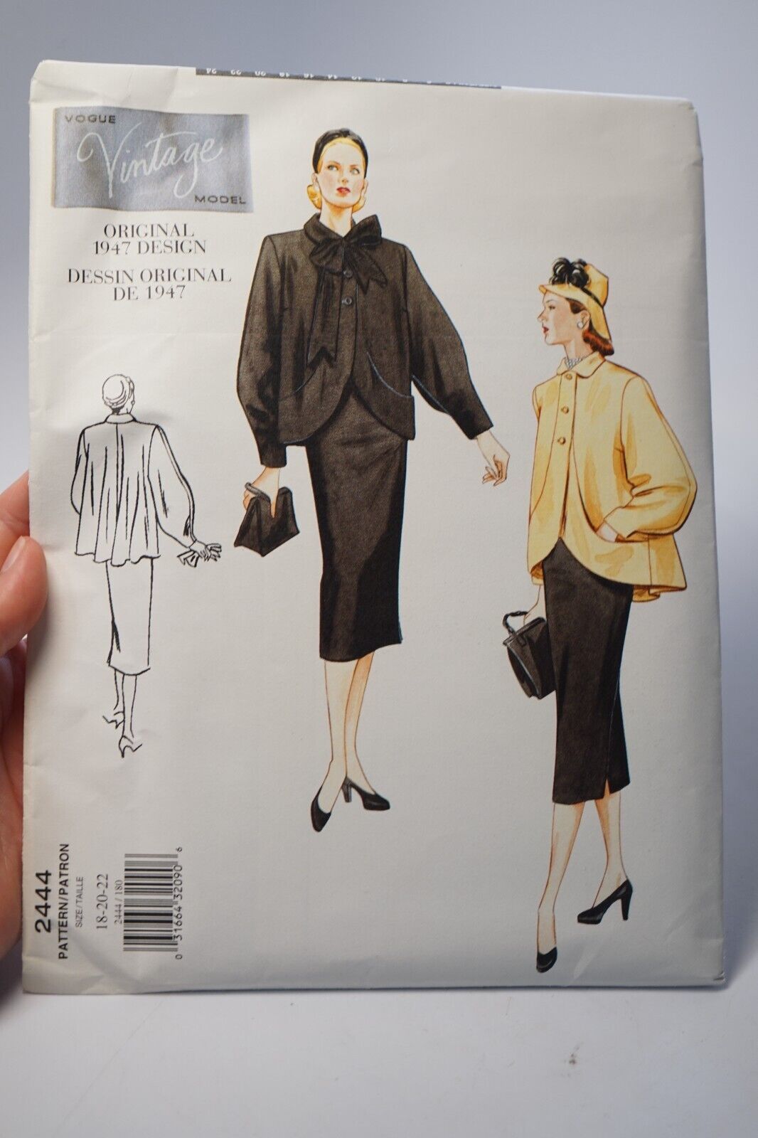 Vogue Sewing Pattern 2444 VTG Model 1947 Misses Coat Skirt Size 18-20-22 Uncut